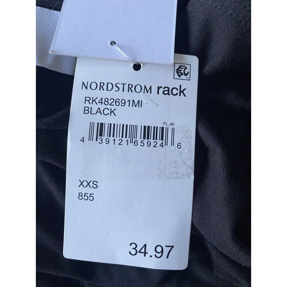 New - Nordstrom Rack Sz XS Sleeveless MIDI Dress Black Ruched Knot Front - Picture 5 of 6